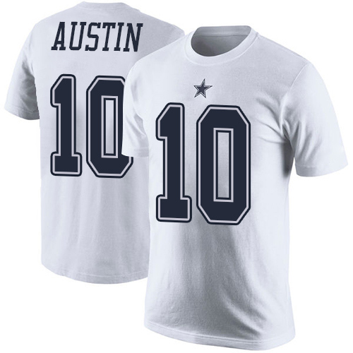 Men Dallas Cowboys White Tavon Austin Rush Pride Name and Number #10 T Shirt